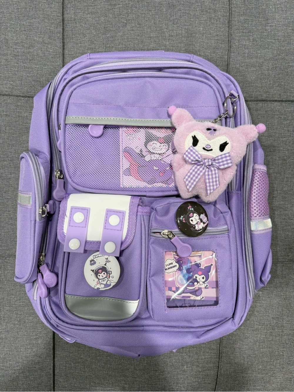 Kuromi Lilac School Backpack with Plush Charm - Picture 6 of 8